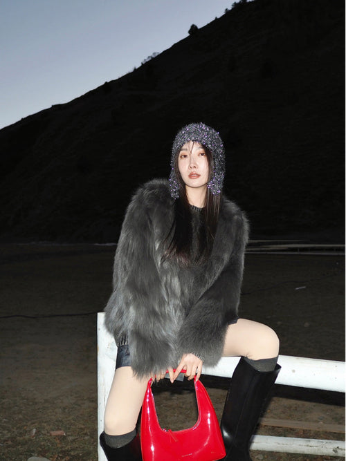 Fireladyfur Women's Fur Coat | Genuine Finnish Fox Fur"Reed Flower"