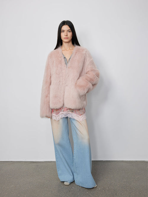Fireladyfur Women's Pink Tuscan Sheepskin Coat“Babylon Phantom Nights”