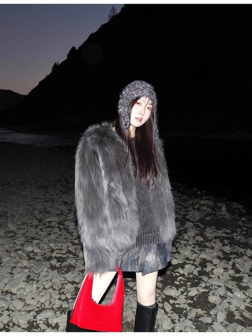 Fireladyfur Women's Fur Coat | Genuine Finnish Fox Fur"Reed Flower"