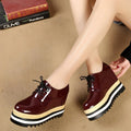 Student All-match Patent Leather Single Shoe Lace Up Casual Platform