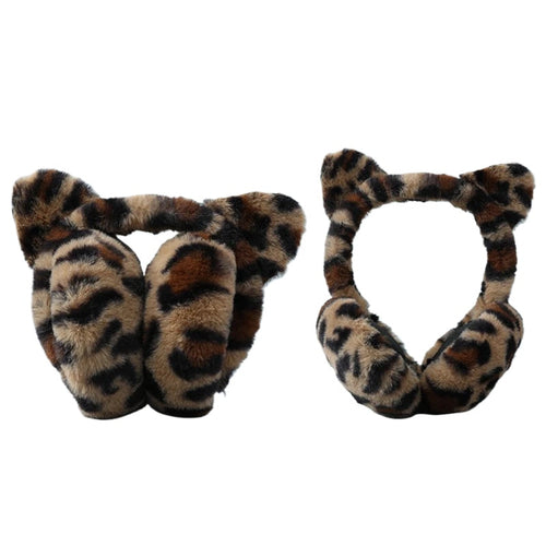 Leopard Print Personality Earmuffs Plush Autumn and Winter Windproof