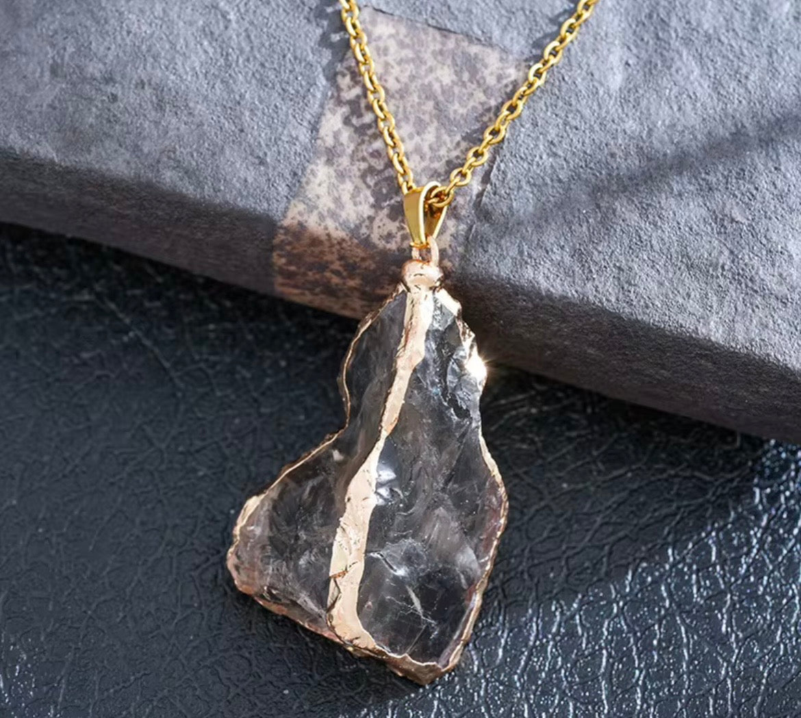 Midnight Smoke Raw Stone Necklace