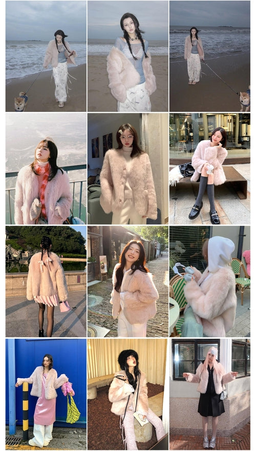 Fireladyfur Women's Pink Tuscan Sheepskin Coat“Babylon Phantom Nights”