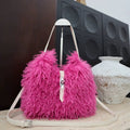 Hot Pink Mongolian Lamb Fur Luxe Shoulder Bag