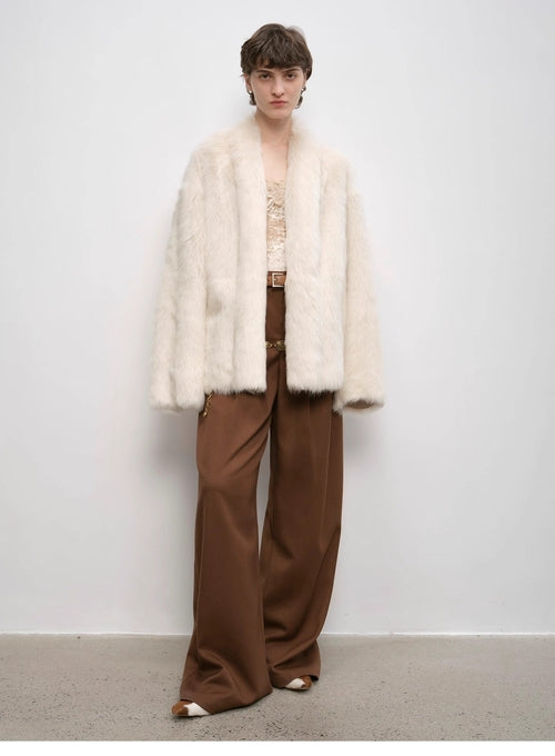 "Winter Love Island" Toscana fur one-piece shearing coat women's long