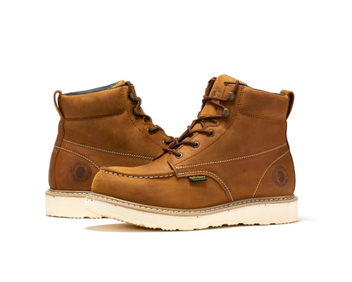 ROCKROOSTER Edgewood Men's 6 inch Brown steel toe waterproof wedge