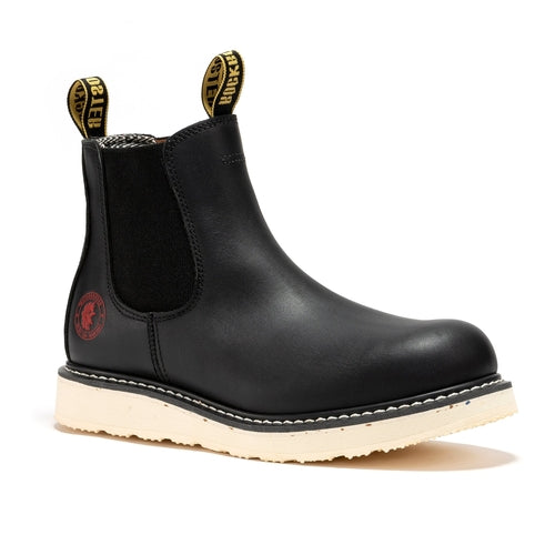 ROCKROOSTER Capitola Men's 6 inch Black Steel Toe Wedge Work Boots