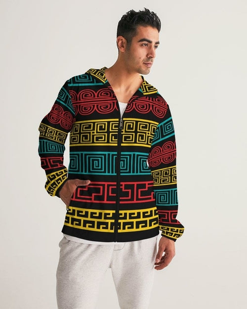 Mens Hooded Windbreaker - Multicolor Water Resistant Jacket - Je7y0x