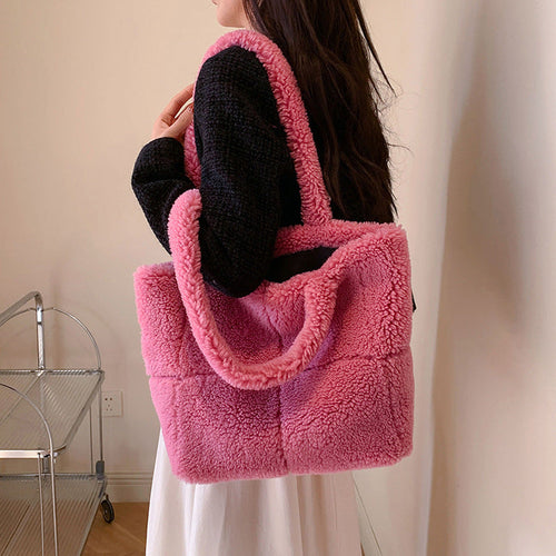 Women's Designer Luxury Plush Bag Winter Fashion Cute Tote Handbags