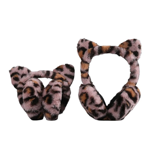 Leopard Print Personality Earmuffs Plush Autumn and Winter Windproof