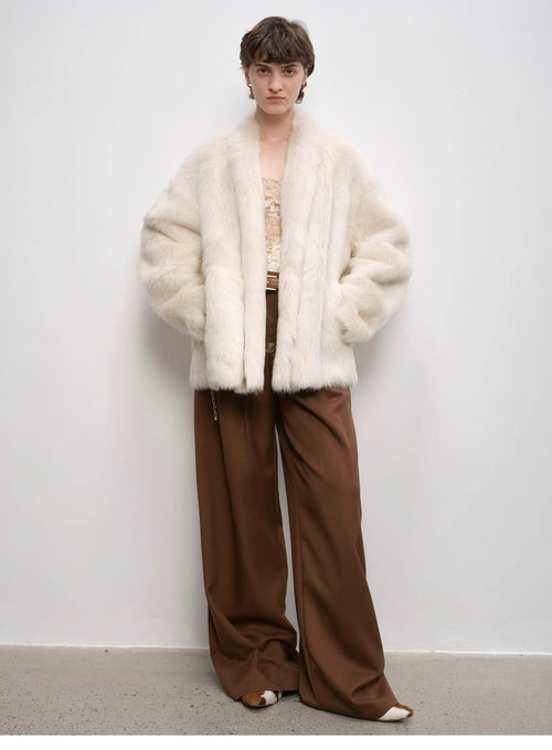 "Winter Love Island" Toscana fur one-piece shearing coat women's long