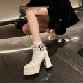 Round Toe Block : Heels Boots