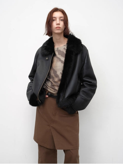 Fireladyfur Women's Shearling Coat - Motorcycle Style Toscana Wool