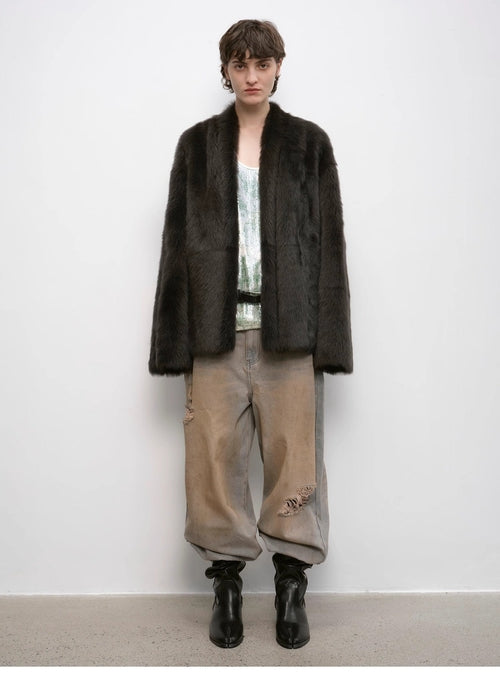 "Winter Love Island" Toscana fur one-piece shearing coat women's long