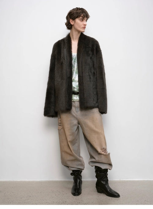 "Winter Love Island" Toscana fur one-piece shearing coat women's long