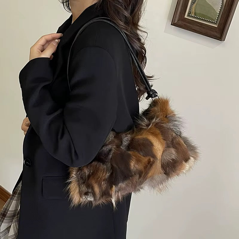 Mocha Midnight Luxe Faux Fur Shoulder Bag