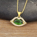 Green Kiss Me Luxe Crystal Lips Necklace