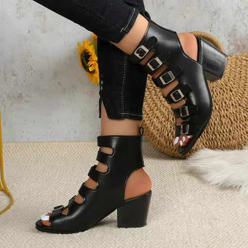 Buckle Heel Block : Heels Sandals