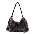 Smoky Noir Luxe Faux Fur Shoulder Bag