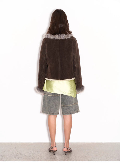 Fireladyfur Women's Shearling Coat - Imported Merino Wool Patchwork