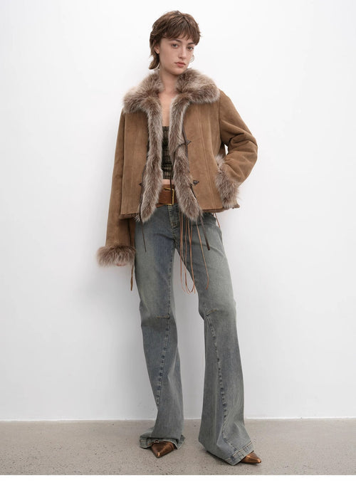 Fireladyfur Women's Shearling Coat - Imported Merino Wool Patchwork
