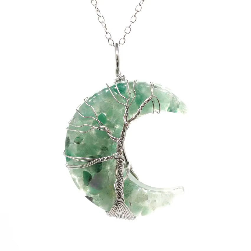 Mystic Midnight Moon Tree of Life Statement Necklace