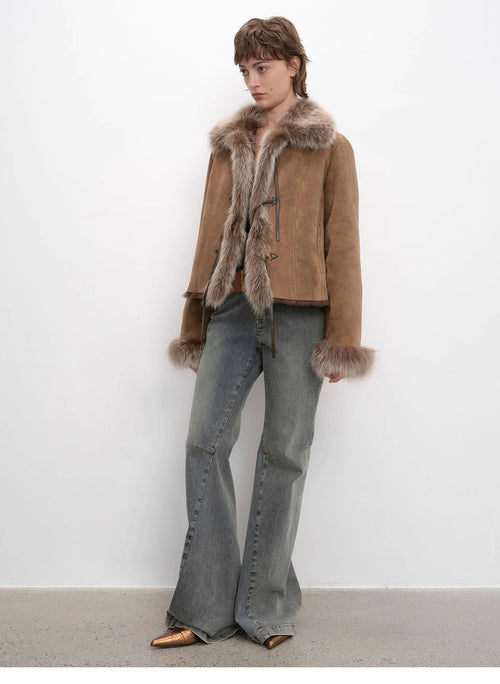 Fireladyfur Women's Shearling Coat - Imported Merino Wool Patchwork
