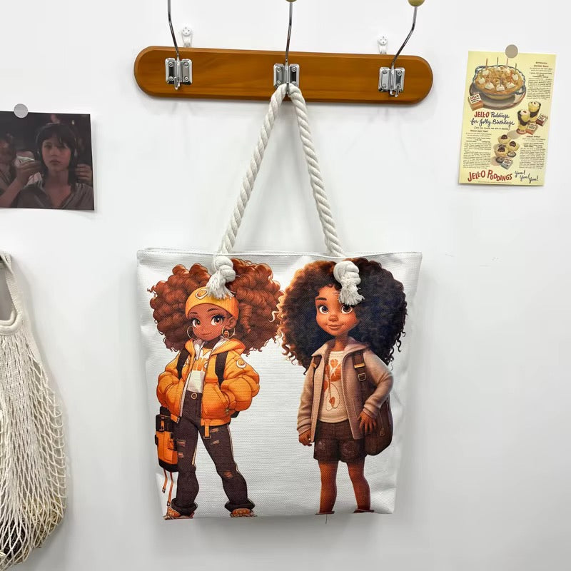 Brown Girl Besties Rope Handle Tote
