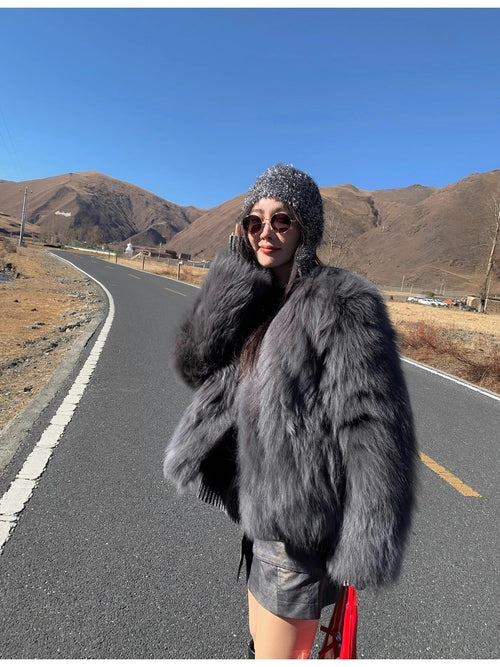 Fireladyfur Women's Fur Coat | Genuine Finnish Fox Fur"Reed Flower"