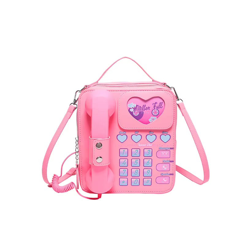 Pink Bluetooth Retro Telephone Crossbody Bag