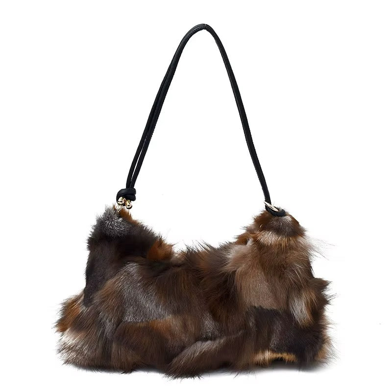 Mocha Midnight Luxe Faux Fur Shoulder Bag