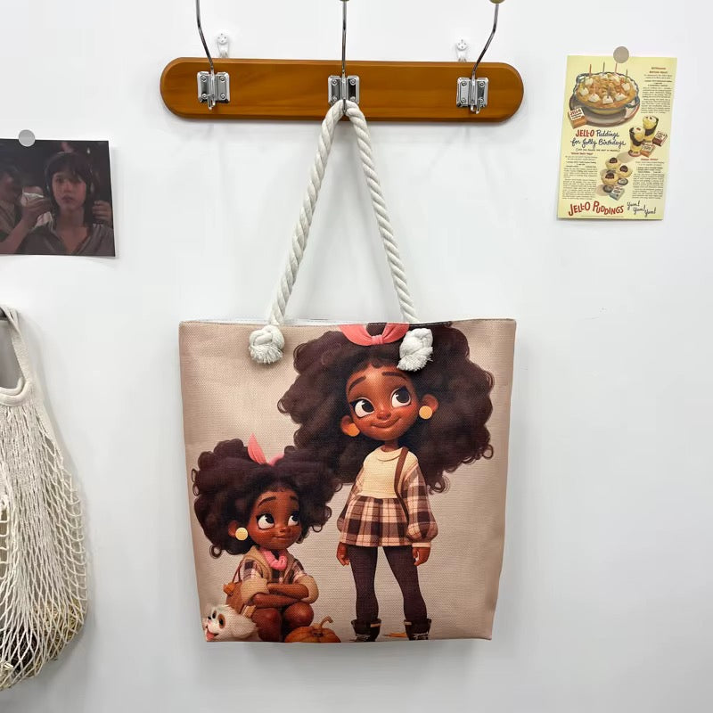 Little Sister, Big Sister Love Rope Handle Tote