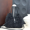 Black Mongolian Lamb Fur Luxe Shoulder Bag