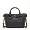 Top Handle Leather Satchel Bag Black Purse Crossbody Bag for Women