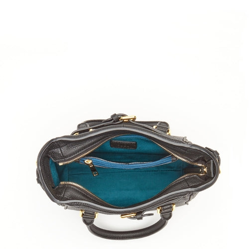 Top Handle Leather Satchel Bag Black Purse Crossbody Bag for Women