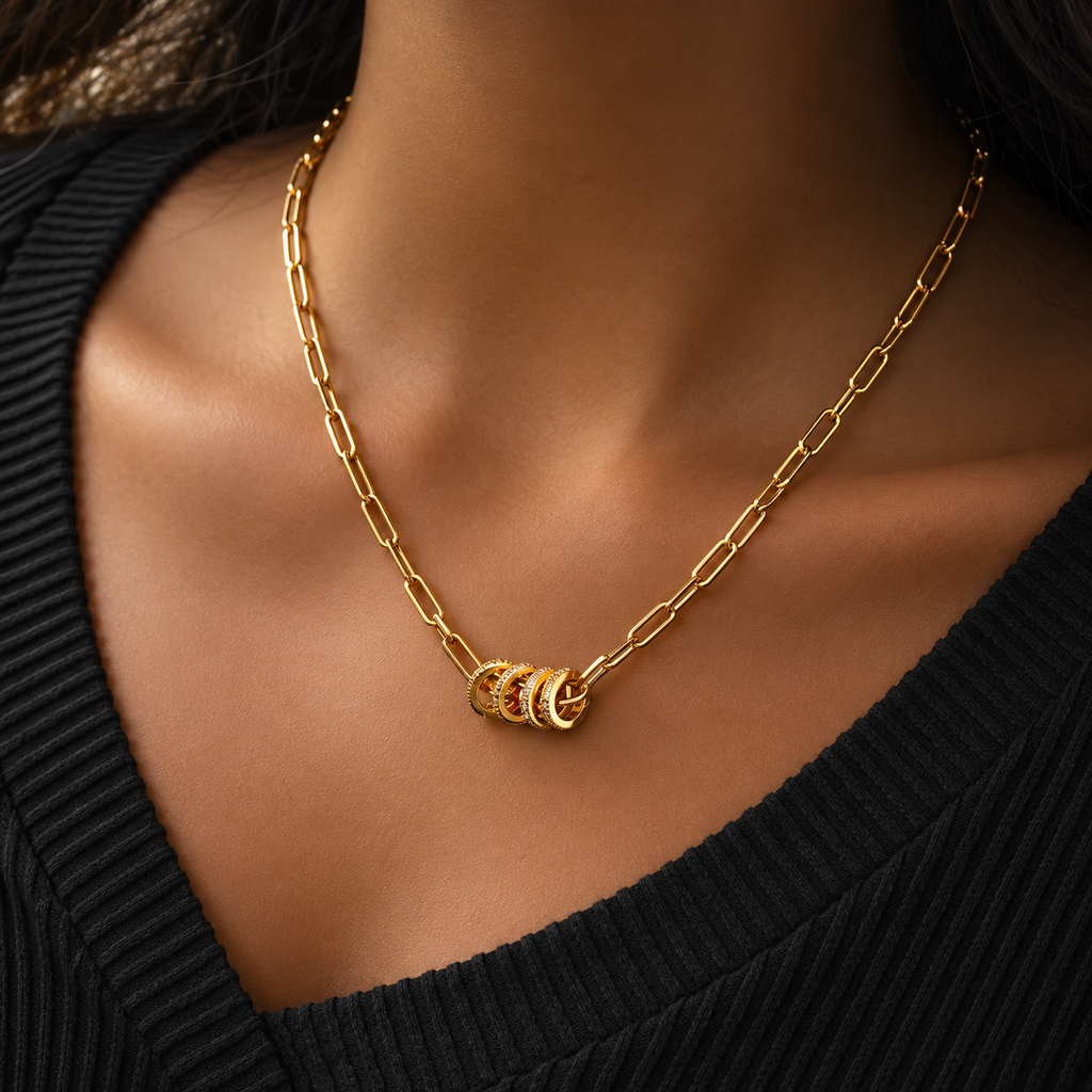 Golden Orbit Link Necklace