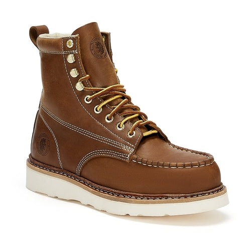 ROCKROOSTER Norwood Men's 6 inch Brown steel toe wedge work boots with
