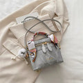 Mini Luxe Scarf Handle Crossbody Bag Silver Gray
