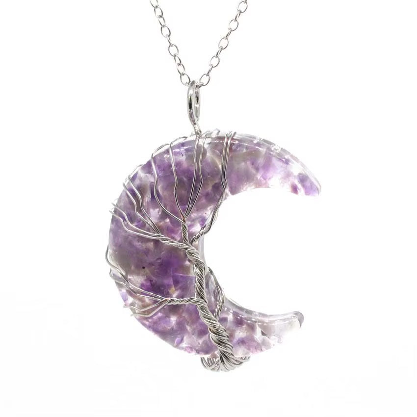 Mystic Midnight Moon Tree of Life Statement Necklace