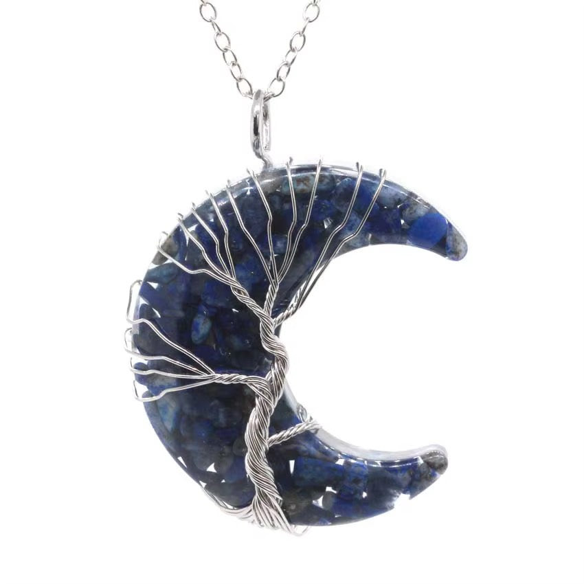 Mystic Midnight Moon Tree of Life Statement Necklace