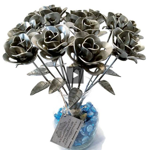 Dozen Immortal Steel Roses – Metal Flower Bouquet