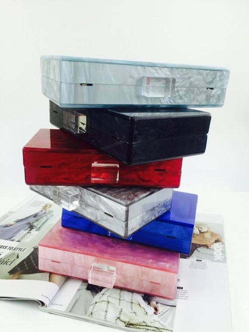 Mother of Pearl Acrylic Box Clutch