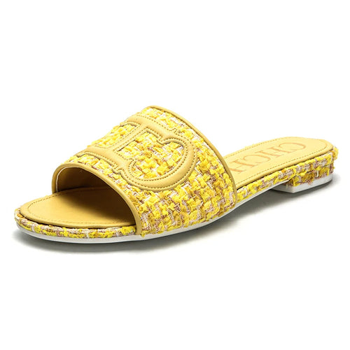 Women's Slippers yellow New Fabric Fashion Flat Sandals