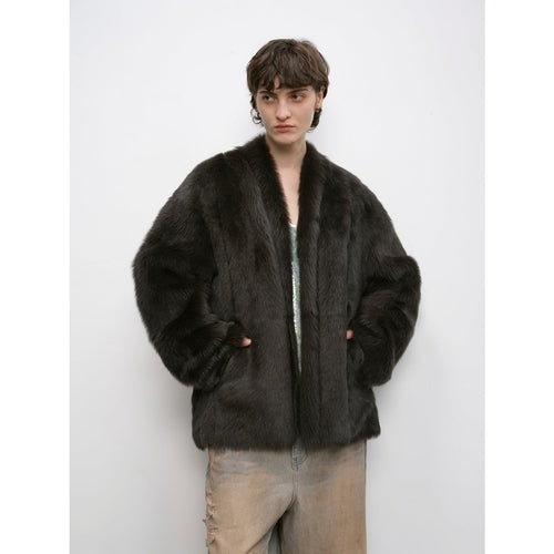 "Winter Love Island" Toscana fur one-piece shearing coat women's long