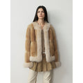 Fireladyfur Women's  Blue Mink & Fox Fur Patchwork Coat "Casual Gene"