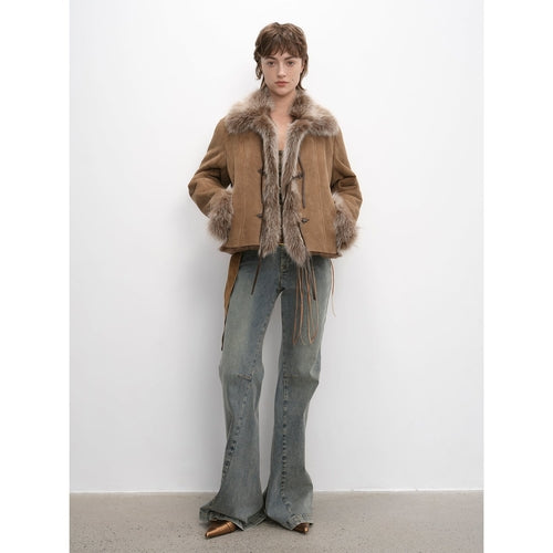 Fireladyfur Women's Shearling Coat - Imported Merino Wool Patchwork