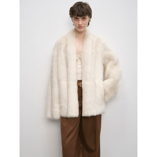 "Winter Love Island" Toscana fur one-piece shearing coat women's long