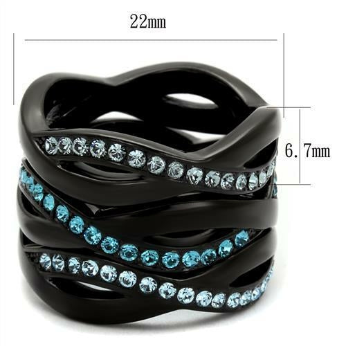 TK2492 - IP Black(Ion Plating) Stainless Steel Ring with Top Grade