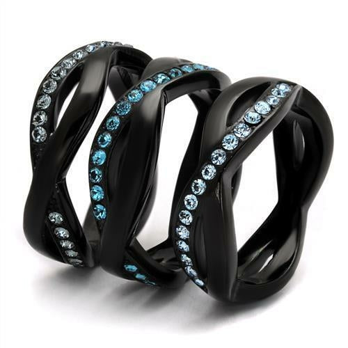 TK2492 - IP Black(Ion Plating) Stainless Steel Ring with Top Grade