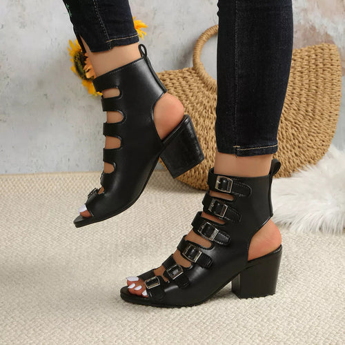 Buckle Heel Block : Heels Sandals